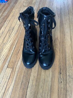 Black Lace-Up Combat Boots